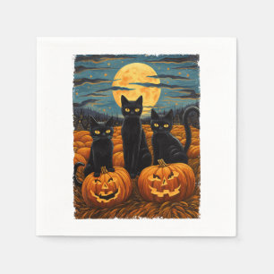 Serviette En Papier Chat noir Halloween Amoureux de les chats Starry N
