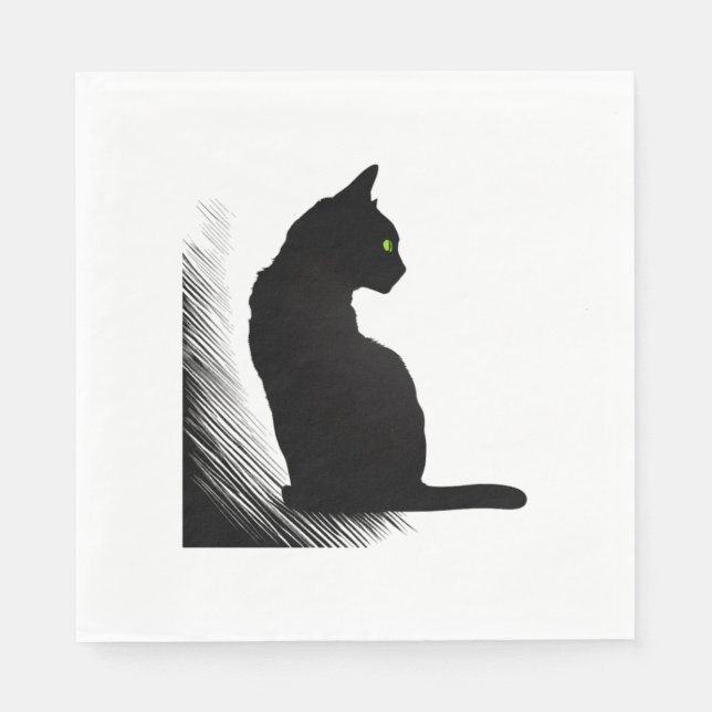 Serviette En Papier Chat noir - Meow (Devant)