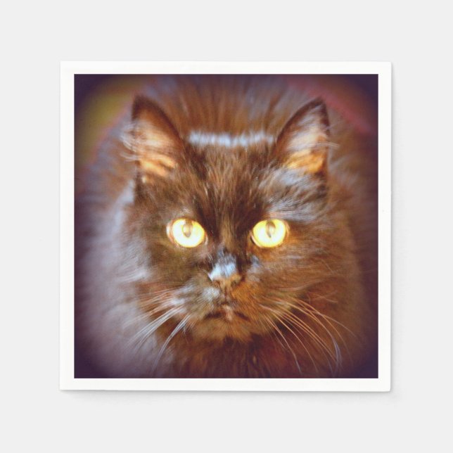 Serviette En Papier chat noir mignon (Devant)