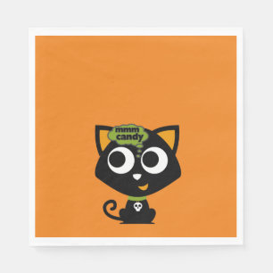 Serviette En Papier Chat noir Mmm Candy Halloween