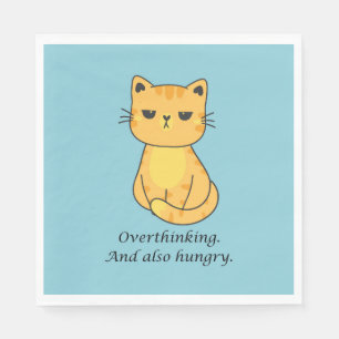 Serviette En Papier Chat orange affamé et qui rumine trop