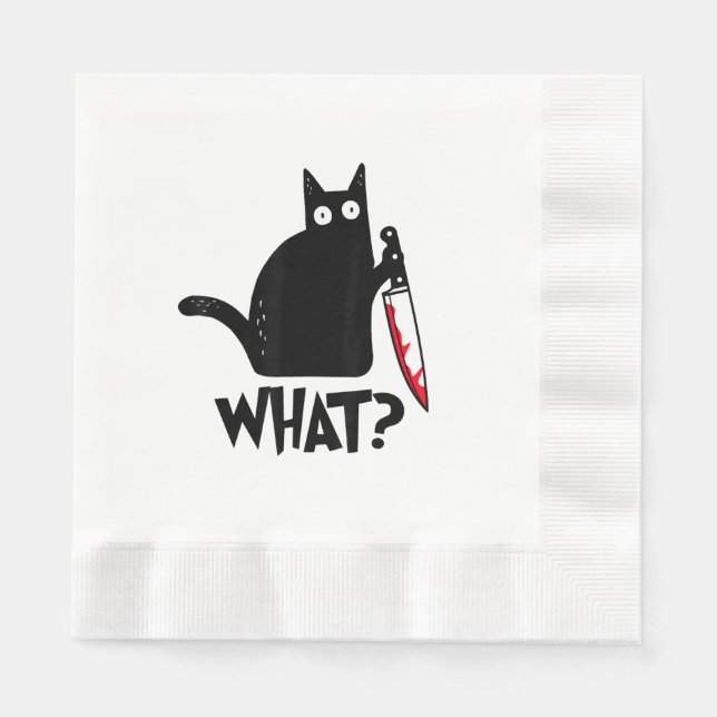 Serviette En Papier Chat Qu'est-ce que_ Drôle Chat Noir  (Devant)
