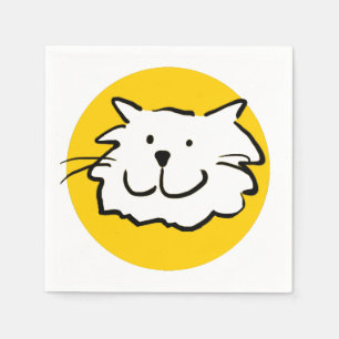 Serviette En Papier Chat qui sourit heureux. Thème sur les chats