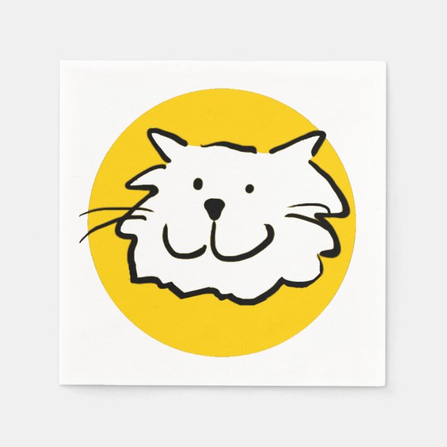 Serviette En Papier Chat qui sourit heureux. Thème sur les chats (Devant)