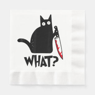Serviette En Papier Chat Quoi Drôle T-Shirt Chat Noir Meurtrier Avec