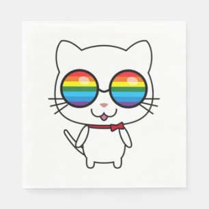 Serviette En Papier Chat Rainbow Vision Pride