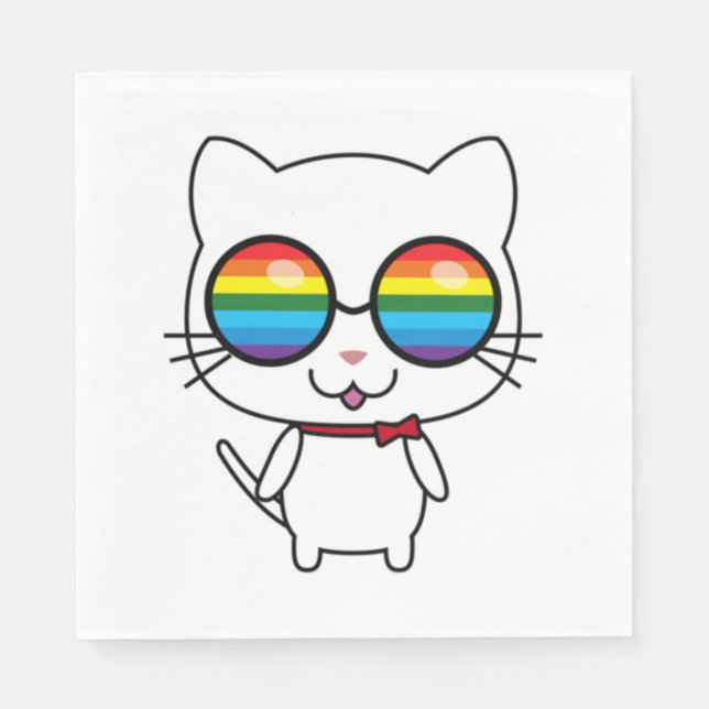 Serviette En Papier Chat Rainbow Vision Pride (Devant)