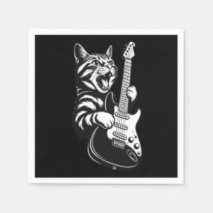 Serviette En Papier Chat Rock Jouant de la Guitare Électrique Amour
