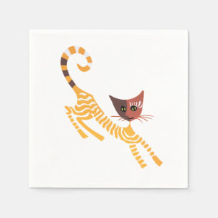 Serviette En Papier Chat rouge drôle