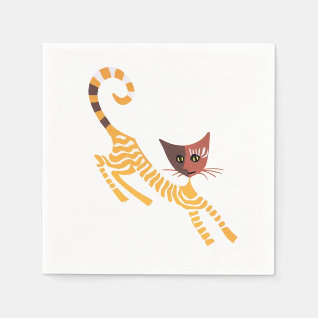 Serviette En Papier Chat rouge drôle (Devant)