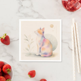 Serviette En Papier Chat silencieux au clair de lune