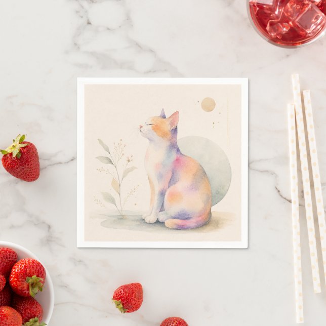 Serviette En Papier Chat silencieux au clair de lune (En situation)