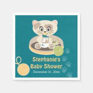 Serviette En Papier Chat turquoise dans le Baby shower Diapers