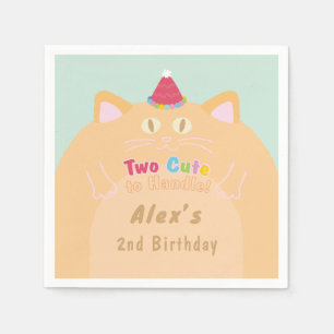 Serviette En Papier Chat "Two Cute to Handle" 2ème Anniversaire Vert M