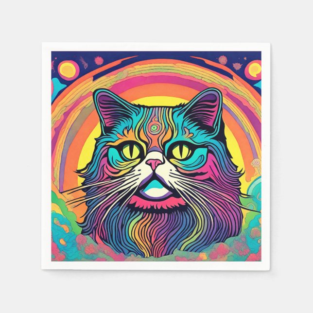 Serviette En Papier Chat zen moderne (Devant)