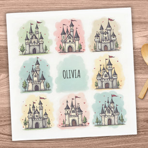 Serviette En Papier Château de conte de fées adorable Doodles
