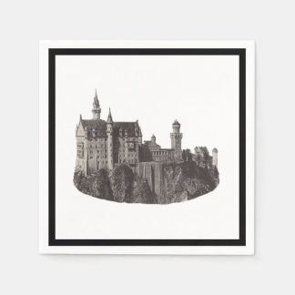 Serviette En Papier Château de Neuschwanstein Art historique noir et b