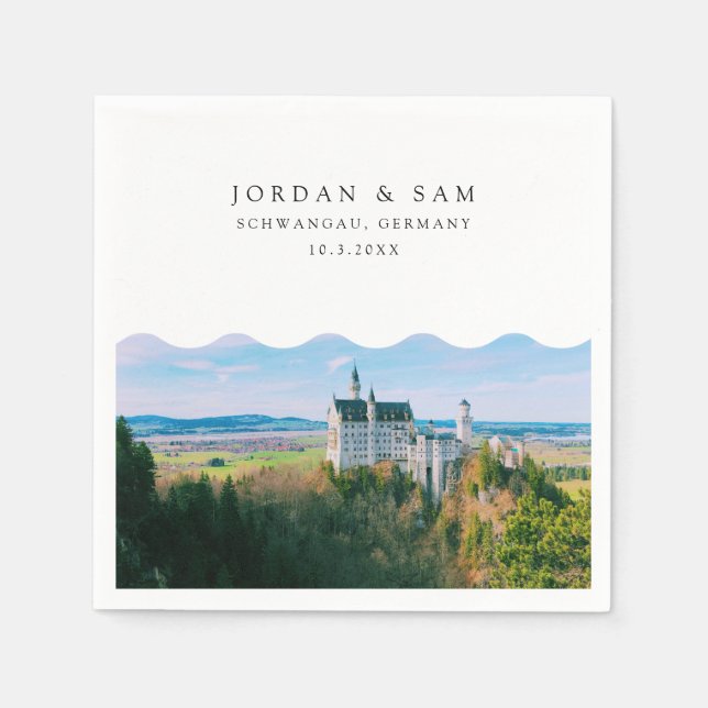 Serviette En Papier Château de Neuschwanstein Mariage Cocktail Napkin (Devant)