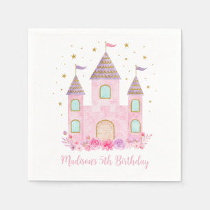Serviette En Papier Château de Princesse Pink Or moderne Anniversaire