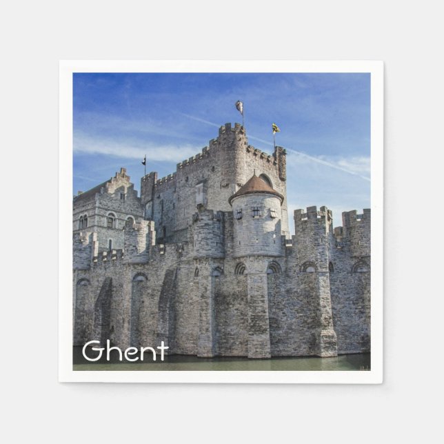 Serviette En Papier Château des Comtes de Gand. (Devant)