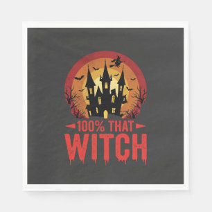 Serviette En Papier Château d'Halloween de cette sorcière à 100%