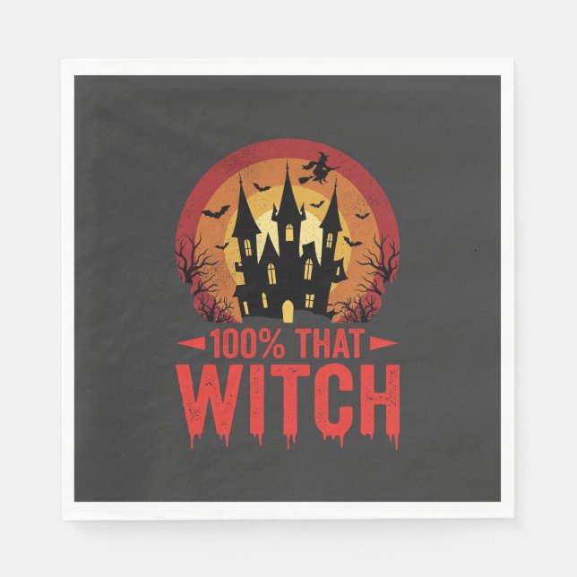 Serviette En Papier Château d'Halloween de cette sorcière à 100% (Devant)