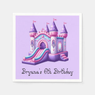 Serviette En Papier Château Gonflable Princesse Rose Violet Fête