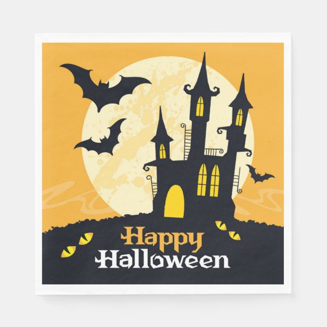 Serviette En Papier Château hanté d'Halloween (Devant)