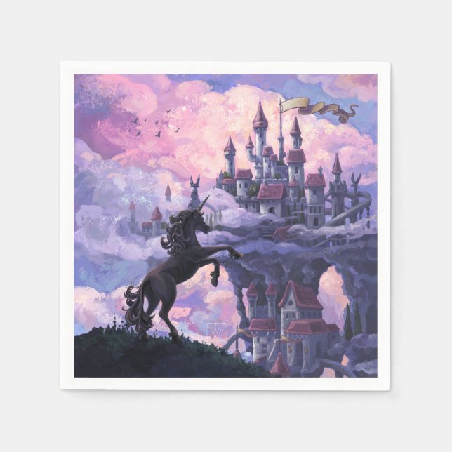 Serviette En Papier Château Licorne (Devant)