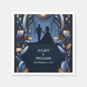 Serviette En Papier Château Luxueux Fuchsia Crown Royal Blue Mariage