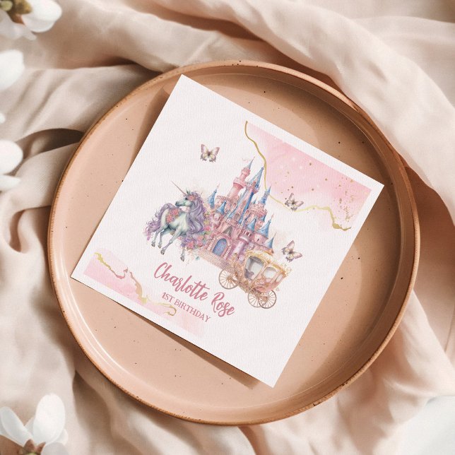 Serviette En Papier Château magique Unicorn Rose Princesse 1er anniver (Créateur téléchargé)