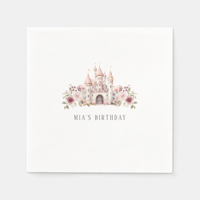Serviette En Papier Château Princess Filles Anniversaire (Devant)