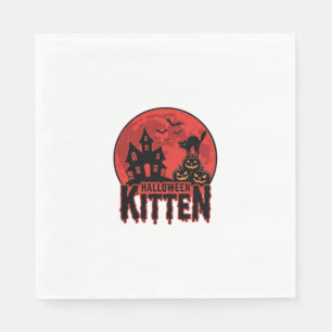 Serviette En Papier Chaton d'Halloween Maison Hantée Chat Graphique_1