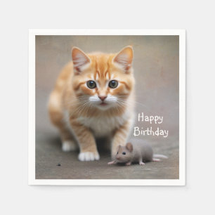 Serviette En Papier Chaton et Souris