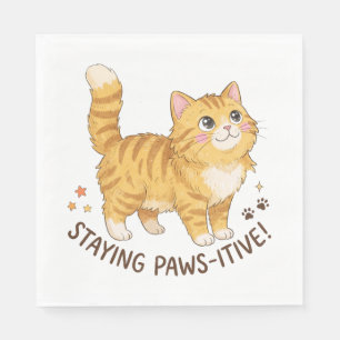 Serviette En Papier Chaton roux Staying Pawsitive