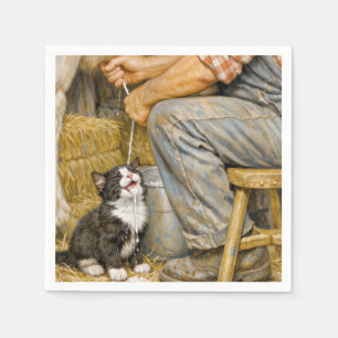 Serviette En Papier Chaton smoking buvant du lait de vache