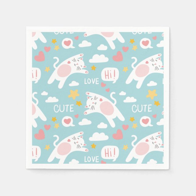 Serviette En Papier Chats (Devant)