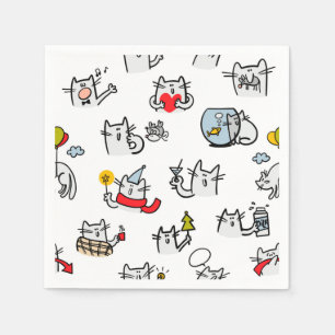 Serviette En Papier Chats amusants, lait et magie.