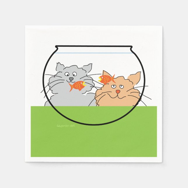 Serviette En Papier Chats dans un bol de pêche (Devant)
