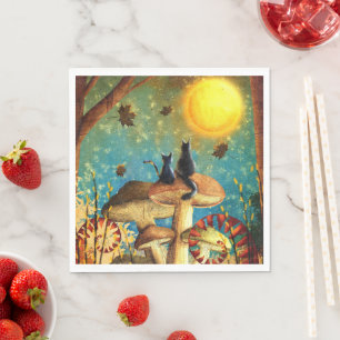 Serviette En Papier Chats de champignons
