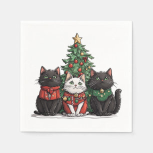 Serviette En Papier Chats de Noël mignons
