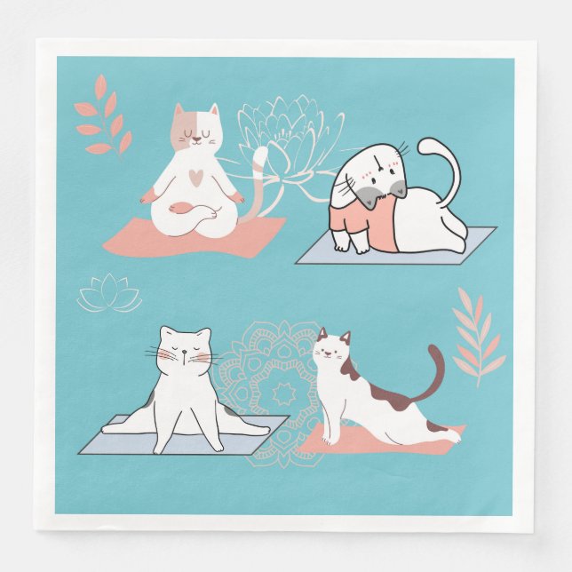 Serviette En Papier Chats de yoga (Devant)