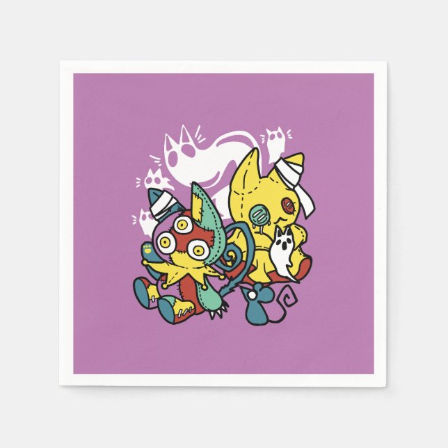 Serviette En Papier Chats déplaisants Halloween Art : Paw-sitly Fright (Devant)