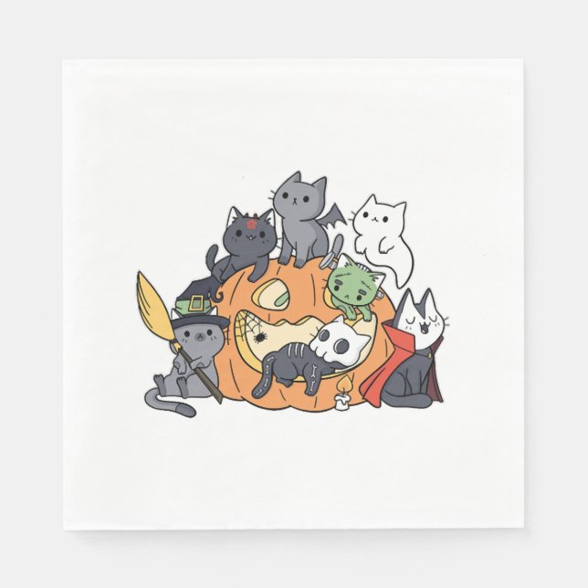 Serviette En Papier Chats d'Halloween Kittens (Devant)