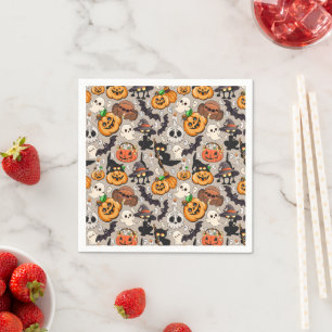 Serviette En Papier Chats drôles de Halloween Fête