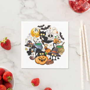 Serviette En Papier Chats drôles de Halloween Fête