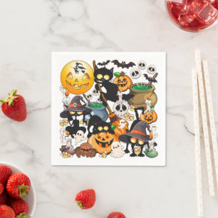 Serviette En Papier Chats drôles de Halloween Fête