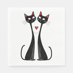 Serviette En Papier Chats en amour