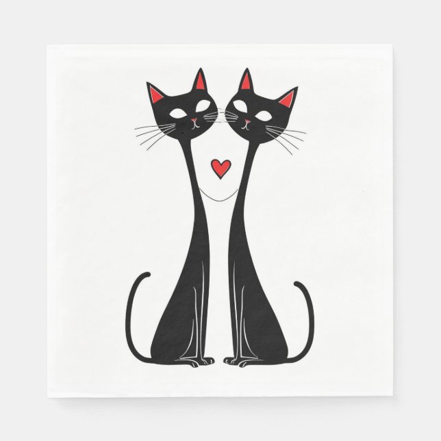Serviette En Papier Chats en amour (Devant)