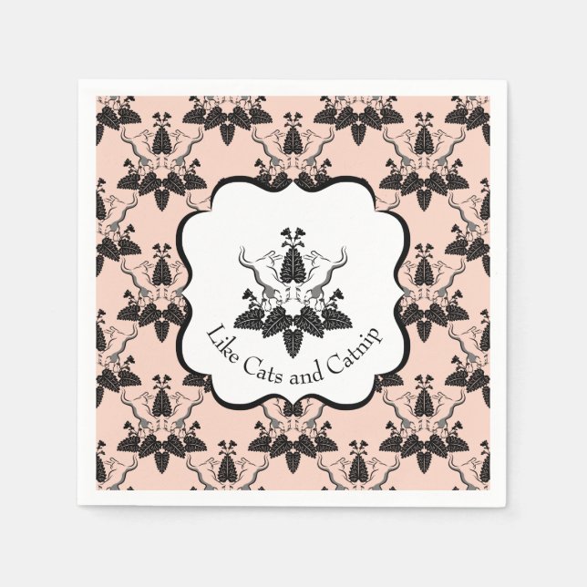 Serviette En Papier Chats et casserole Damask Look Motif (Devant)